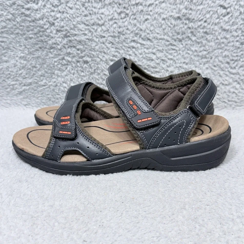 Orthofeet Cambria Mens Size 7 Extra Wide Sandals Shoes Black Brown Leather